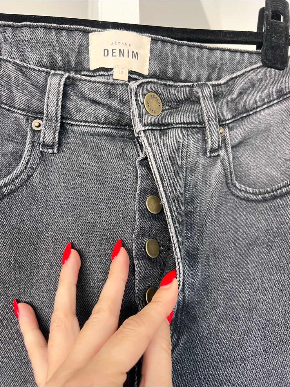 Sezane Brut Sexy Jean Straight Leg Charcoal Black Size US 6/EU 38 - Picture 6 of 10